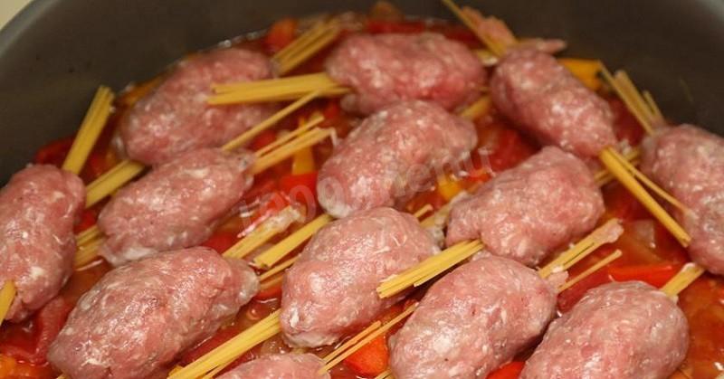 Шаг 2 приготовления Фарш на макаронах  Дедушкины усы