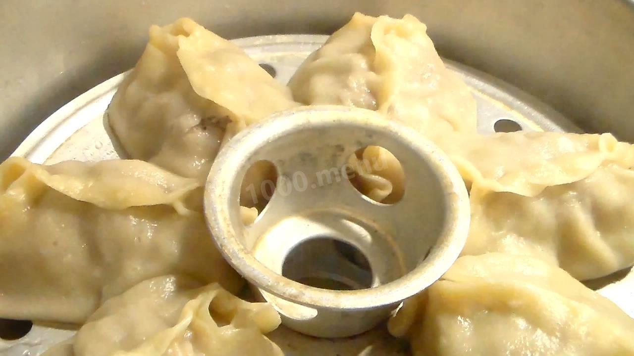 Шаг 12 приготовления Манты со свиным и говяжьим фаршем