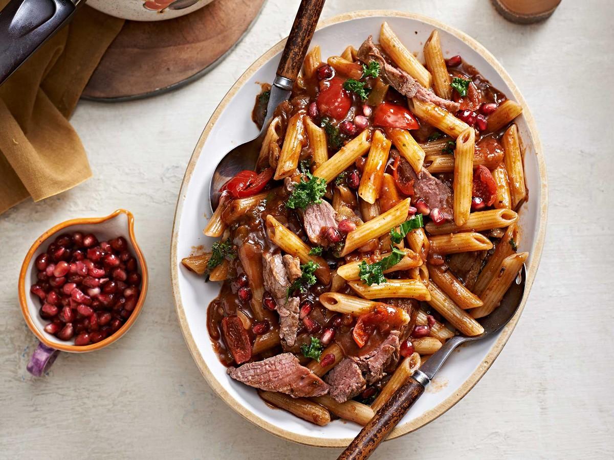 Обложка рецепта Паста с мясом страуса