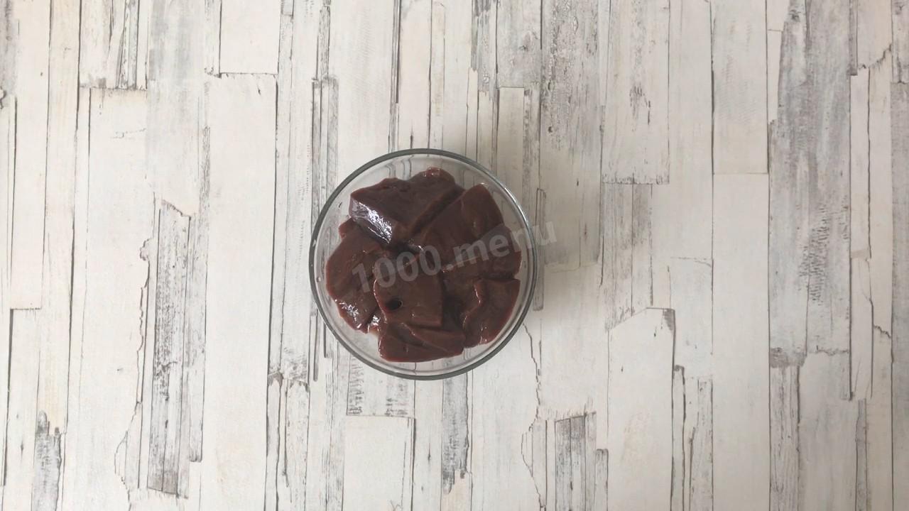 Шаг 2 приготовления Печень с айвой под апельсиновым соусом