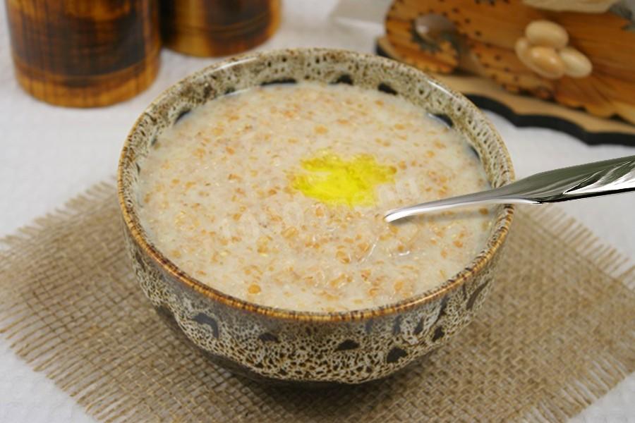 Обложка рецепта Сладкая каша с пшеничной крупой на молоке в мультиварке