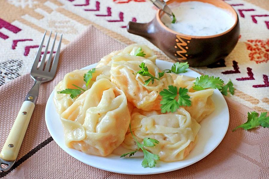 Обложка рецепта Манты с тыквой без мяса