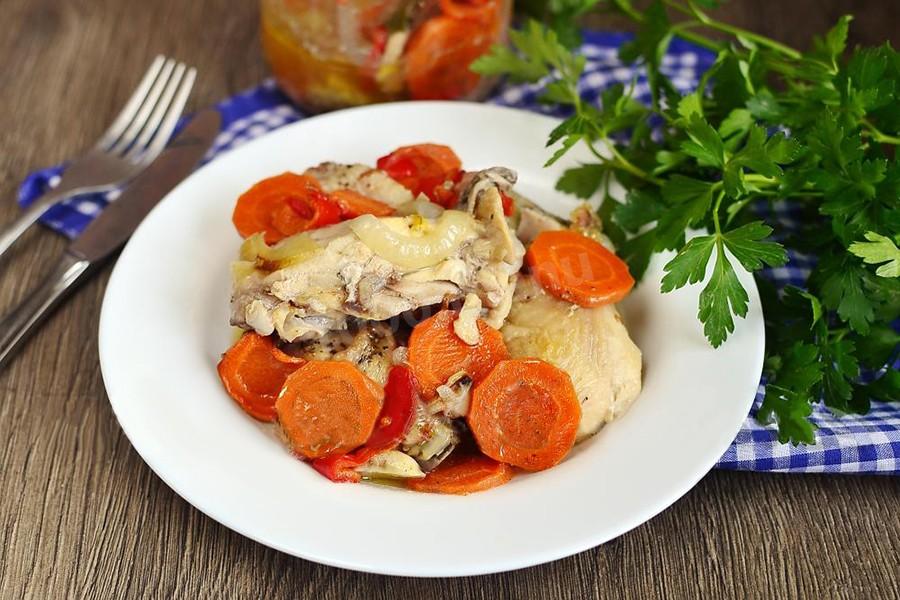 Обложка рецепта Курица в банке с овощами