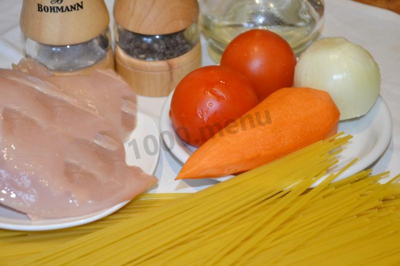 Шаг 1 приготовления Спагетти с куриным фаршем