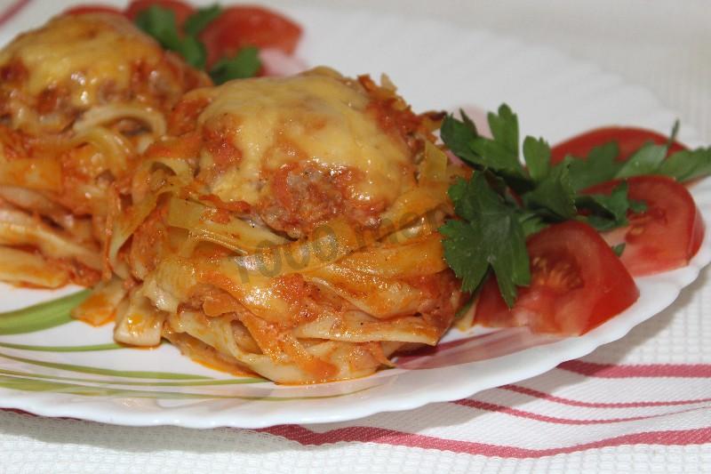 Шаг 6 приготовления Гнёзда из макарон с мясным фаршем