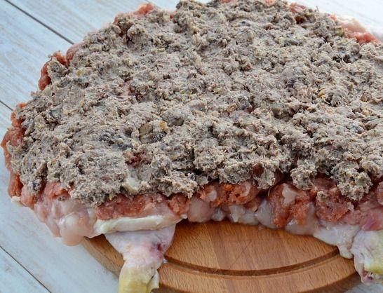 Шаг 9 приготовления Курица, фаршированная свининой грибами и фасолью