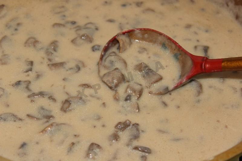 Шаг 5 приготовления Мясная лазанья с грибным соусом