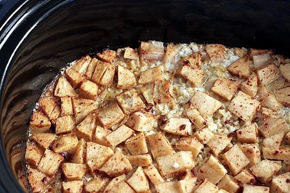 Шаг 4 приготовления Ночная овсяная каша с яблоками и орехами в мультиварке
