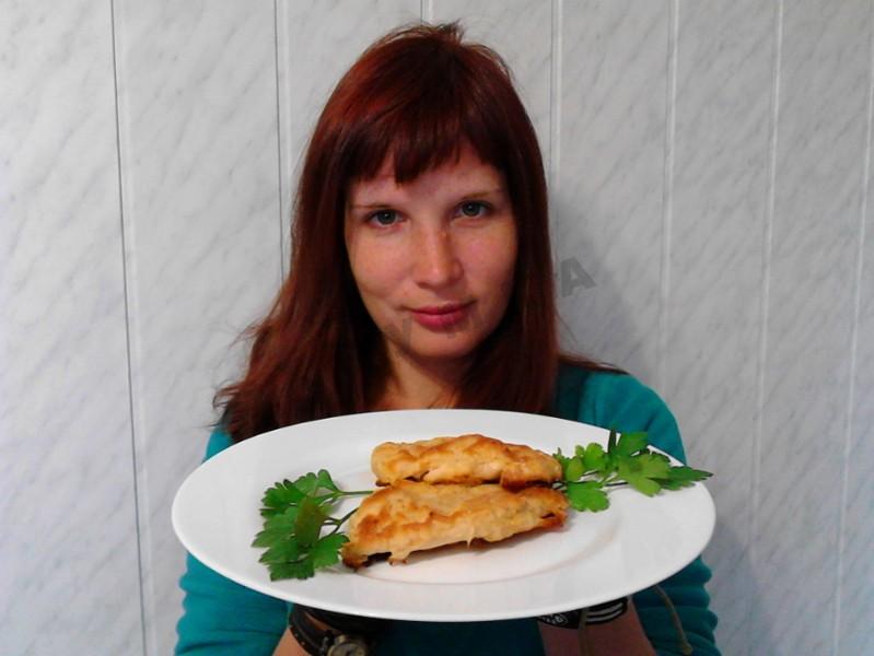 Шаг 7 приготовления Куриный шницель в духовке