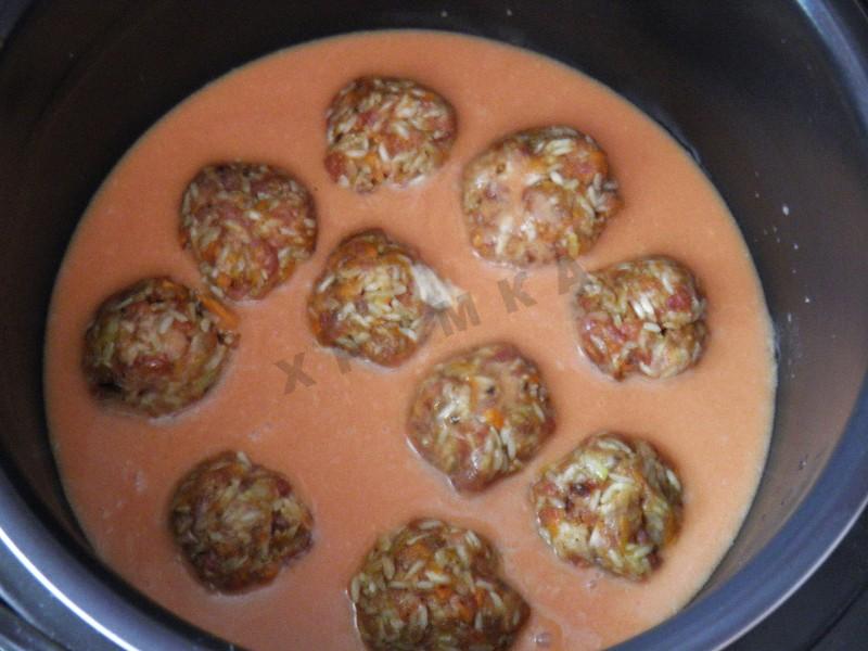 Шаг 12 приготовления Ёжики из фарша в мультиварке