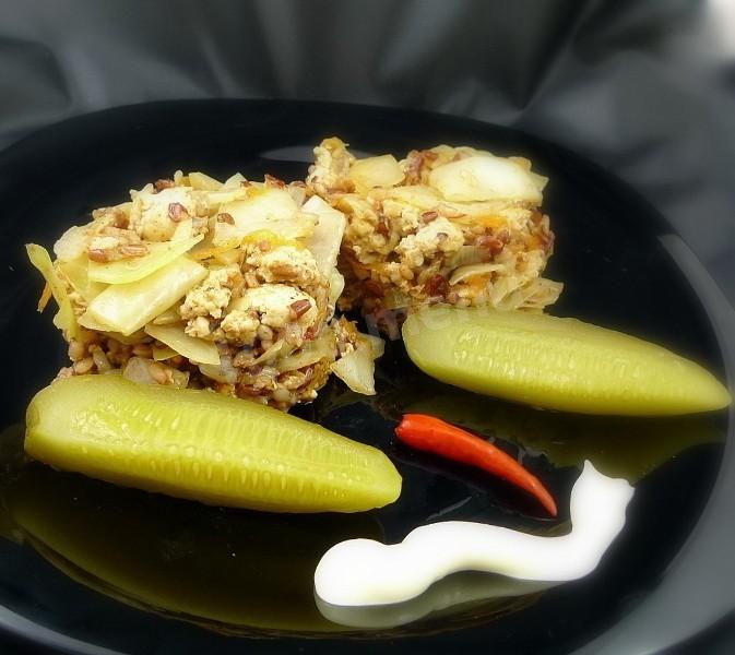 Обложка рецепта Ленивые голубцы с куриным фаршем в мультиварке