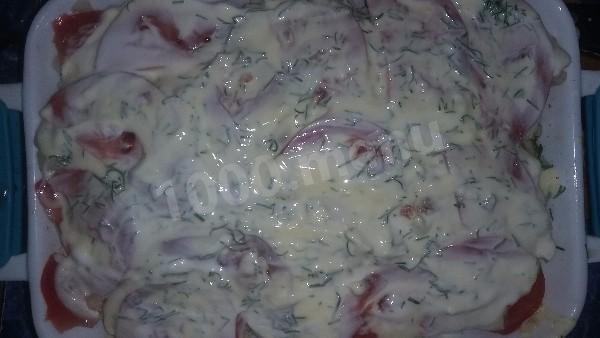 Шаг 12 приготовления Горбуша с капустой и картошкой в духовке