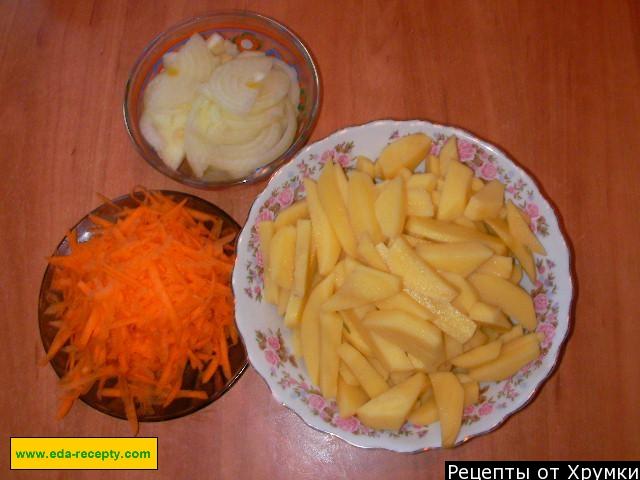 Шаг 1 приготовления Картофель с грибами и мясом в горшочке