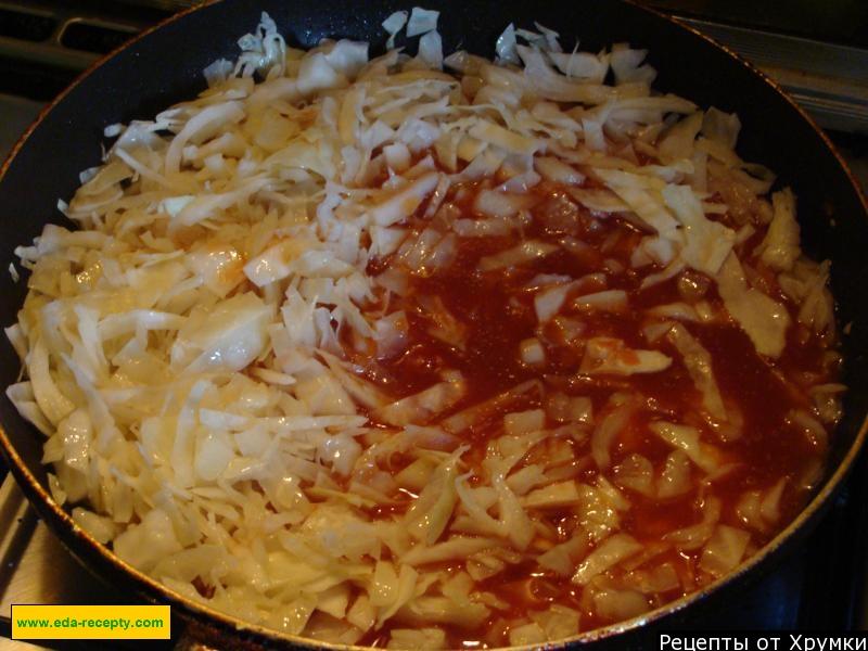 Шаг 2 приготовления Капустная запеканка с грибами