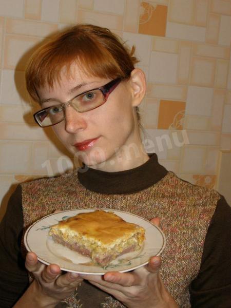Шаг 10 приготовления Запеканка с яблоками и фаршем Мужские капризы