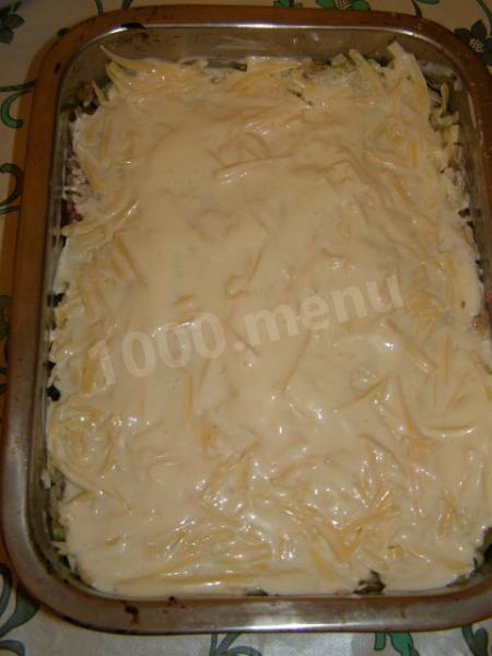 Шаг 8 приготовления Запеканка с яблоками и фаршем Мужские капризы