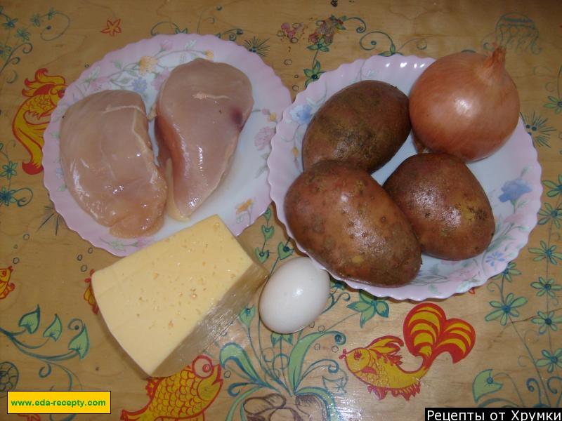 Шаг 1 приготовления Куриное филе в духовке с картофелем сыром яйцом