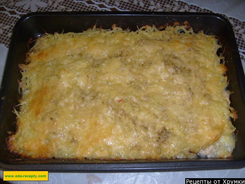 Шаг 11 приготовления Куриное филе в духовке с картофелем сыром яйцом