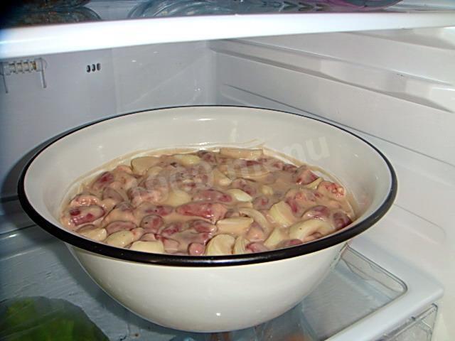 Шаг 11 приготовления Шашлык сердечки куриные в горчичном маринаде