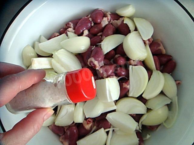 Шаг 4 приготовления Шашлык сердечки куриные в горчичном маринаде