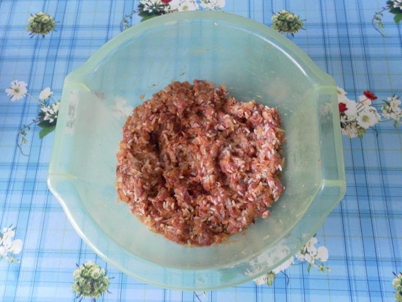Шаг 13 приготовления Мясные тефтели с рисом и овощами в томатном соусе