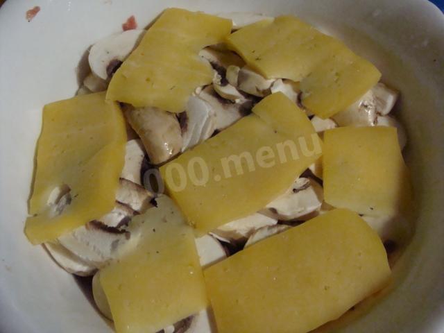 Шаг 6 приготовления Курица с ананасами и грибами