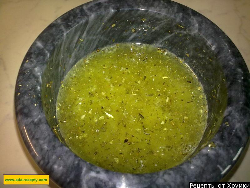 Шаг 5 приготовления Шницель из курицы в ореховой панировке со спагетти в соусе из петрушки и черемши