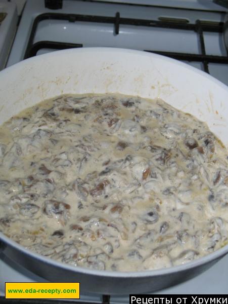 Шаг 5 приготовления Ленивая лазанья с шампиньонами