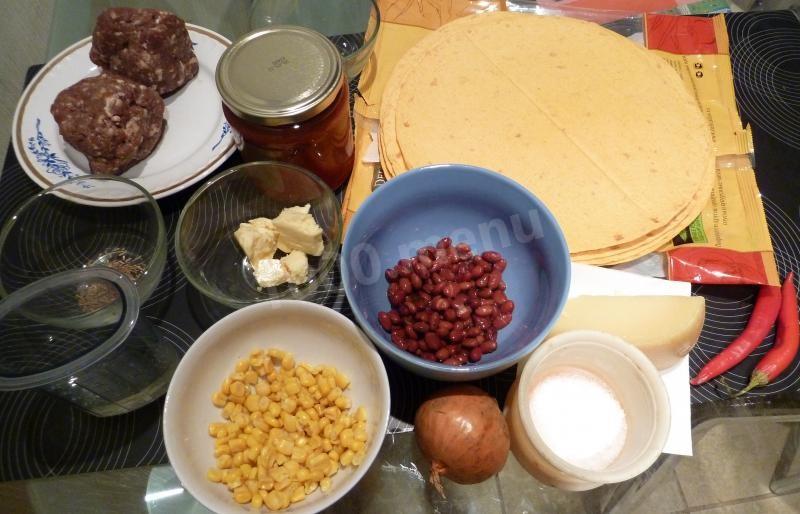 Шаг 1 приготовления Кесадилья с мясом