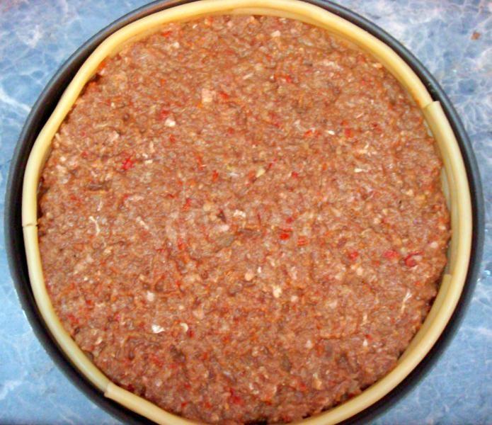 Шаг 15 приготовления Тимбаль мясной с шампиньонами