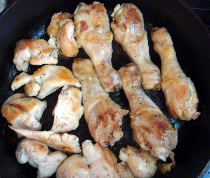 Шаг 5 приготовления Жаркое из курицы с чечевицей