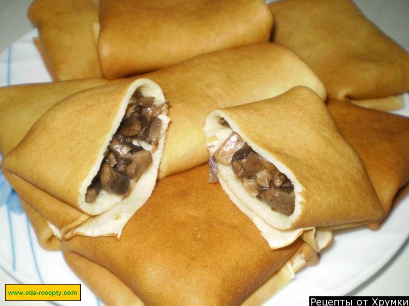 Обложка рецепта Блинчики с грибами на молоке