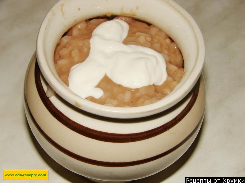 Шаг 9 приготовления Шоколадная рисовая каша в горшочках