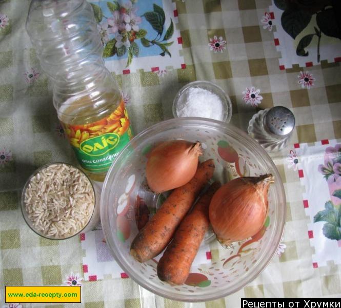 Шаг 1 приготовления Гарнир из риса с морковью и луком
