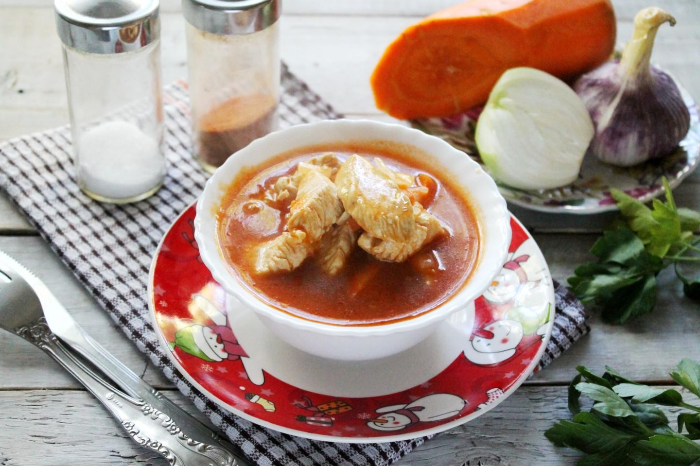 Обложка рецепта Гуляш без картошки с курицей