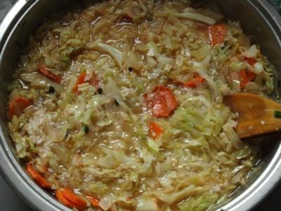 Шаг 5 приготовления Рис с капустой и овощами Лаханоризо