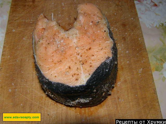 Шаг 3 приготовления Стейк из семги в духовке запеченный с лимоном