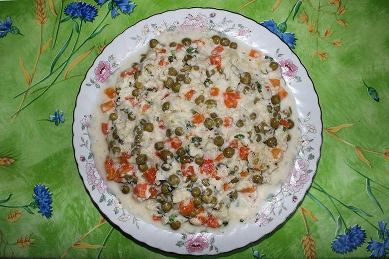 Шаг 11 приготовления Салат из цветной капусты с горошком и морковью