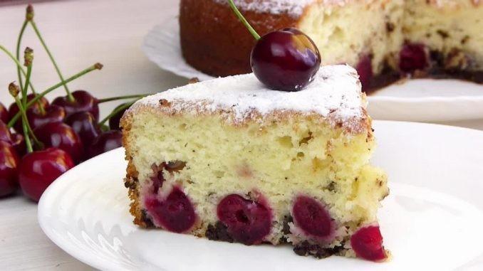 Шаг 13 приготовления Пирог вишня в шоколаде