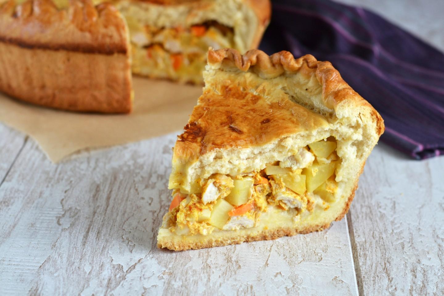 Шаг 22 приготовления Пирог с курицей и картошкой из дрожжевого теста