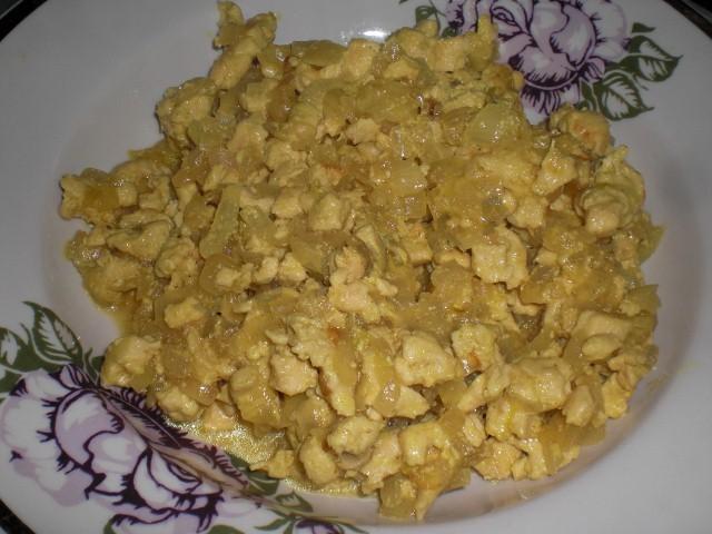 Шаг 7 приготовления Блины с курицей и сыром