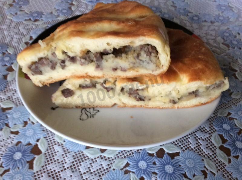 Шаг 7 приготовления Пирог с ливером и картошкой
