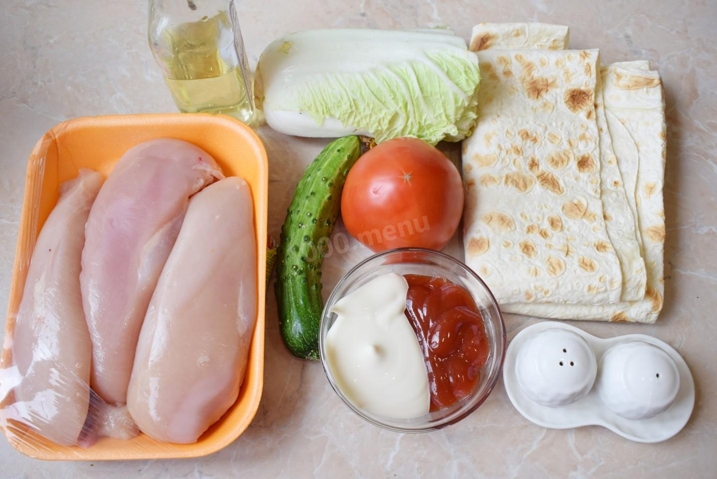Шаг 1 приготовления Классическая шаурма с курицей