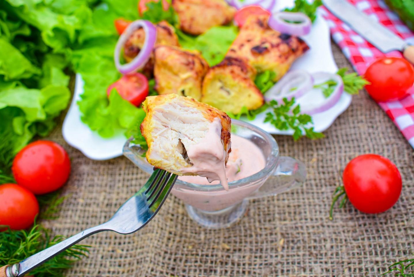 Шаг 9 приготовления Шашлык из куриного филе на мангале