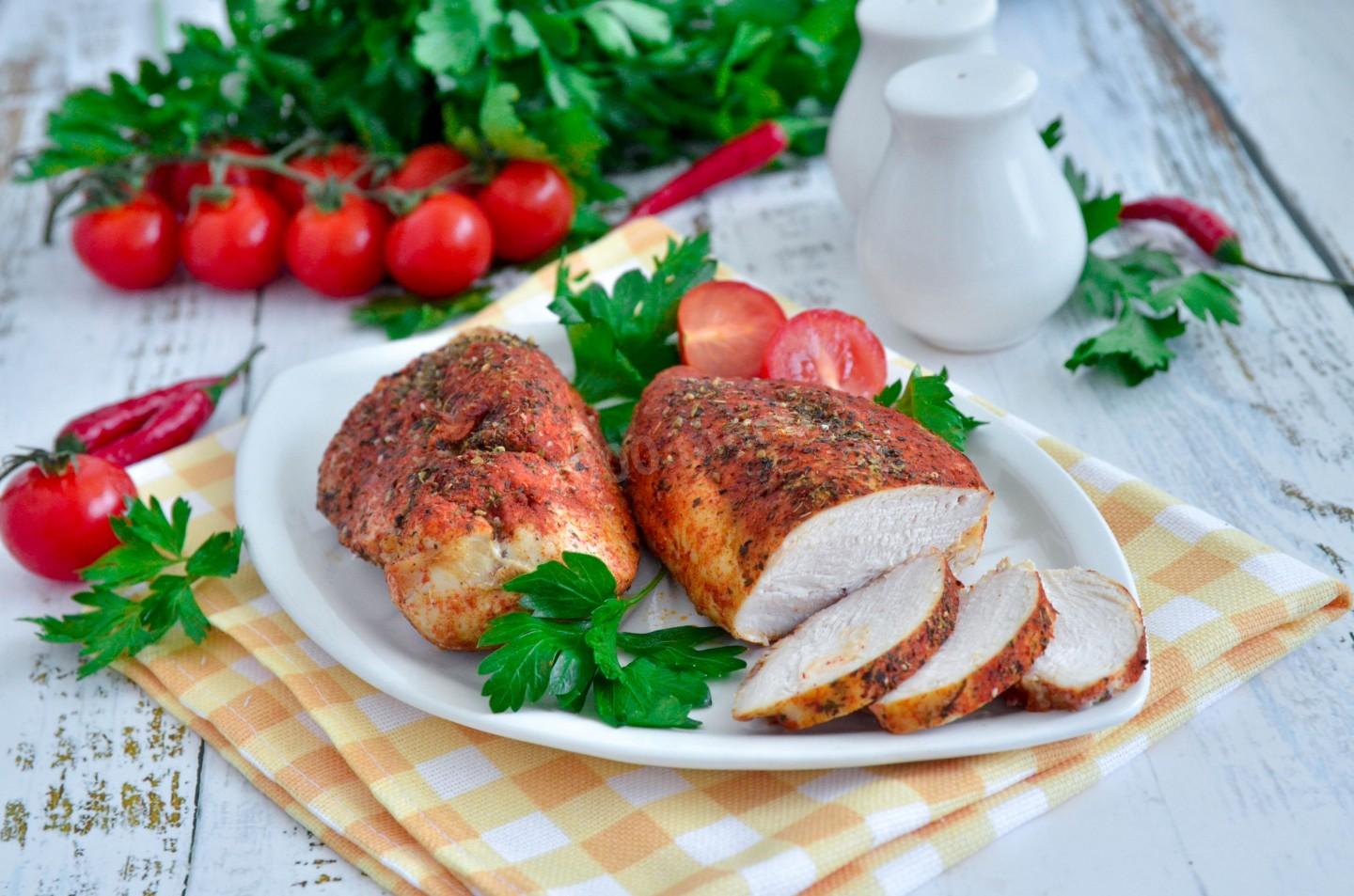 Шаг 8 приготовления Куриная грудка в рукаве в духовке запеченная