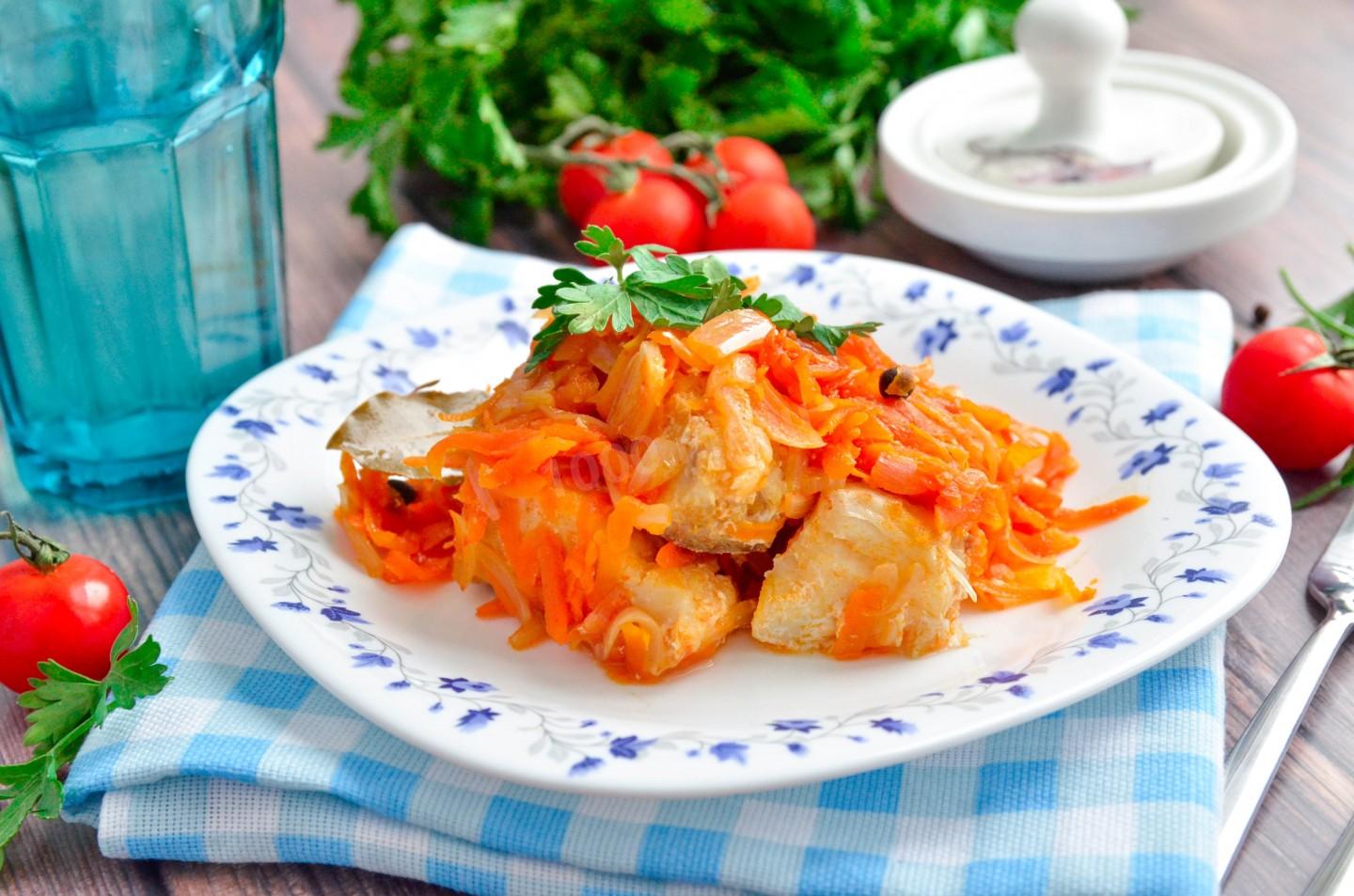 Шаг 14 приготовления Треска под маринадом из моркови и лука классическая
