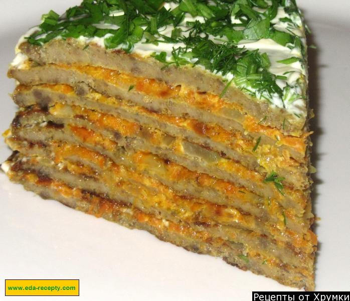 Шаг 15 приготовления Печеночный торт с майонезом