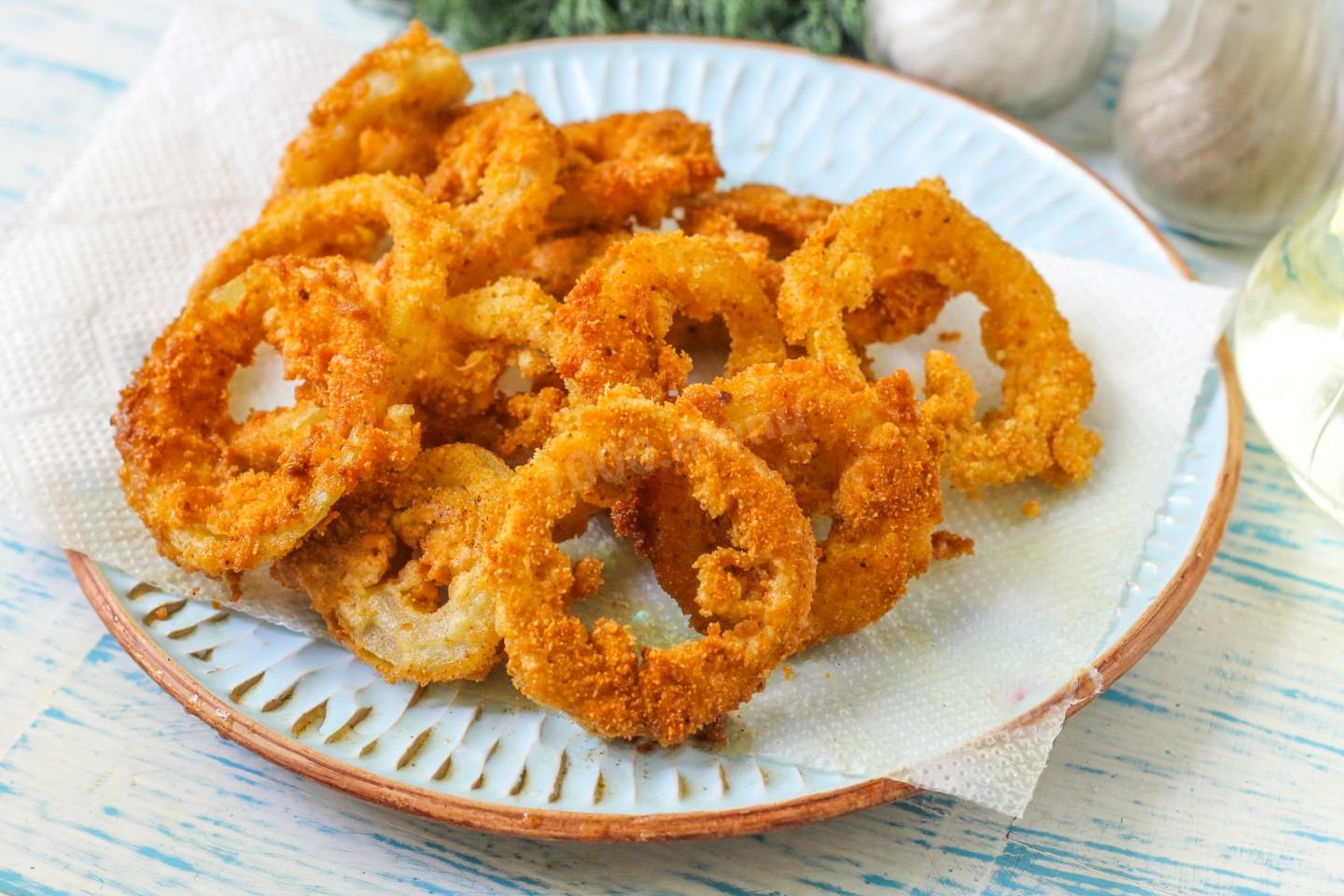 Шаг 6 приготовления Лук в кляре кольцами