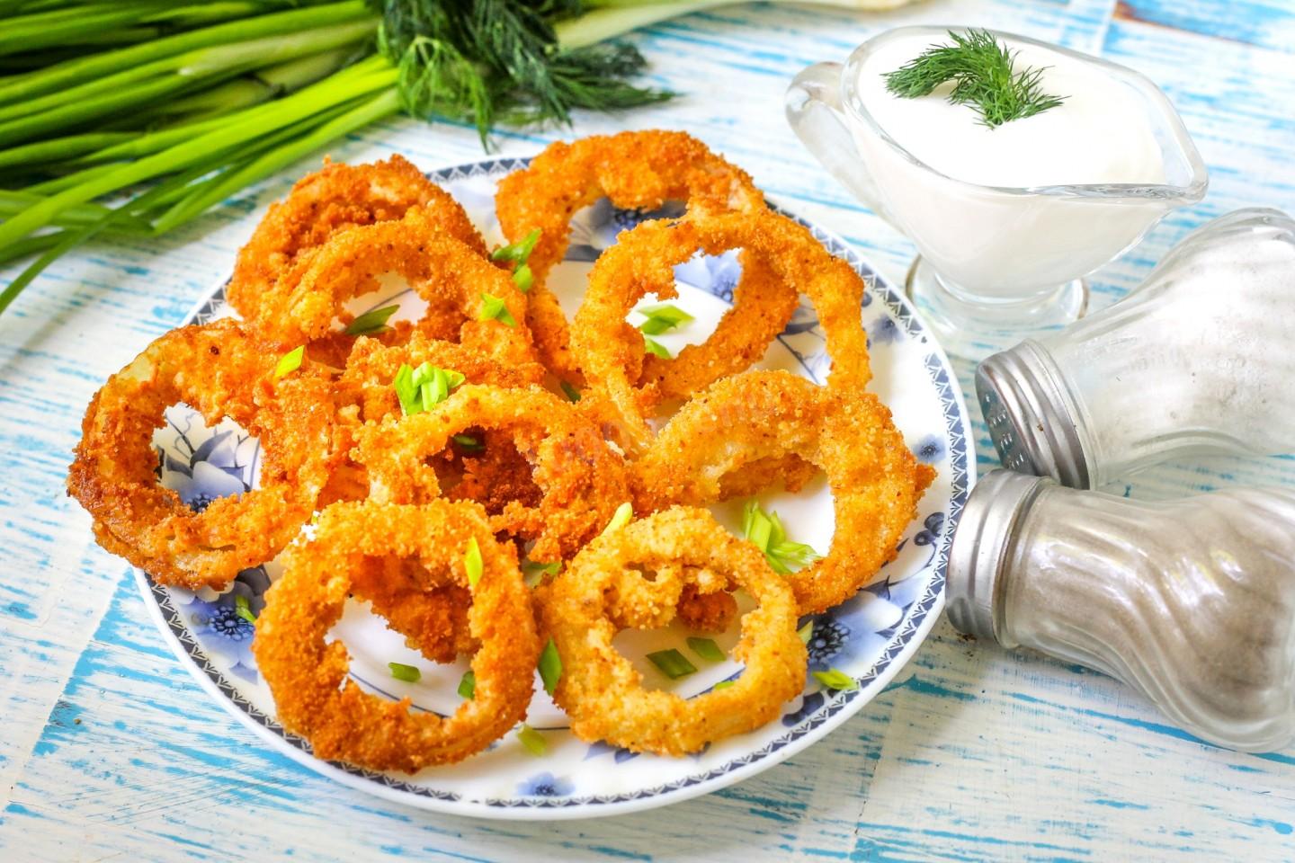 Обложка рецепта Лук в кляре кольцами