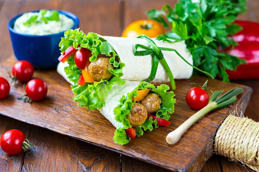 Обложка рецепта Шаурма вегетарианская с грибами